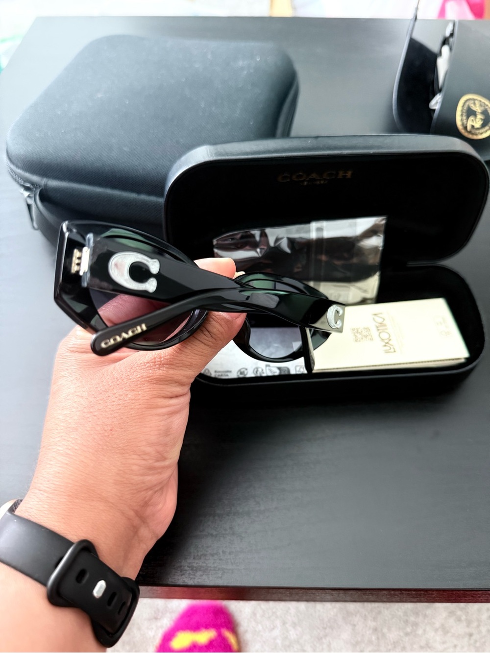 Coach Black Cat-Eye Sunglasses with Gray Tint - Picture 3 of 7